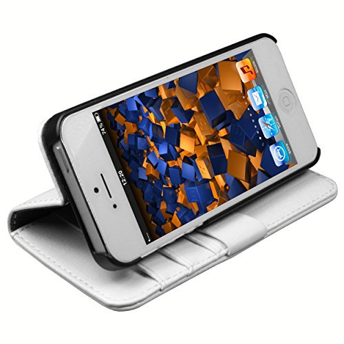 mumbi Ledertasche im Bookstyle für iPhone 5 5S Tasche weiß