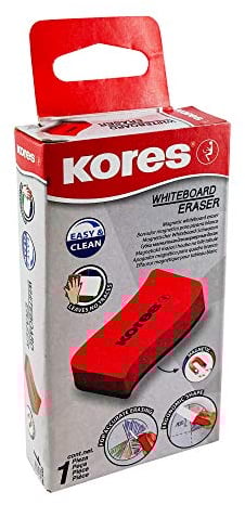 Kores Red Magnetic Whiteboard Eraser - School Supplies, Office Stationery, Whiteboard Rubber - Dry Wipe, Lightweight and Ergonomic - 110 x 55 x 20 mm