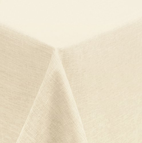 Tischdecke Mitteldecke 110x110 cm eckig Struktur Leinen-Optik beschichtet Wasser und Schmutz abweisend Lotuseffekt (Creme)