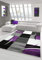 Designer Teppich Moderner Teppich Wohnzimmer Teppich Kurzflor Teppich mit Konturenschnitt Karo Muster Lila Grau Creme Schwarz Größe 60x110 cm