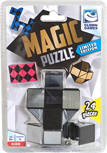 Clown 0896036 Magic Puzzle Silv. 24-TLG, Silber/schwarz