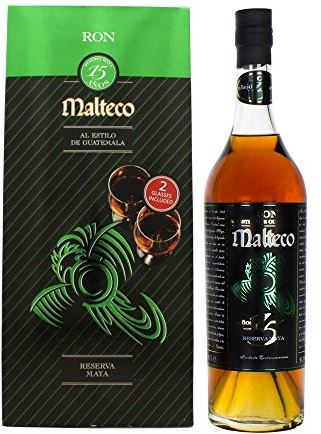 Malteco Ron 15 Años Reserva Maya mit Geschenkverpackung mit 2 Gläsern Rum (1 x 0.7 l)