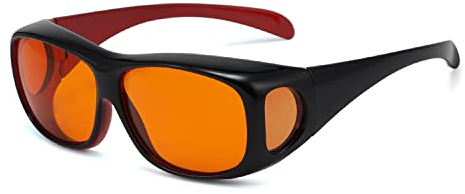 Eyekepper Gafas de Lectura Anti Luz Azul Bloqueo de la luz azul Lente naranja Gafas de seguridad Ajuste sobre gafas - Negro Rojo