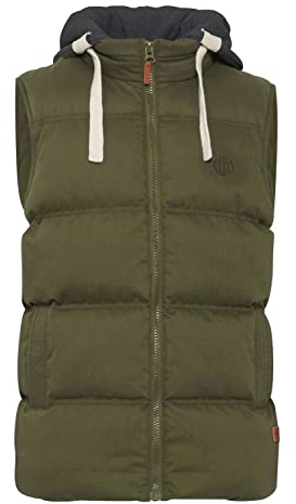 Blend BHJens Herren Weste Steppweste Outdoor Weste mit Kapuze Stehkragen Eingrifftaschen Regular fit, Größe:L, Farbe:Dusty Green (70595)