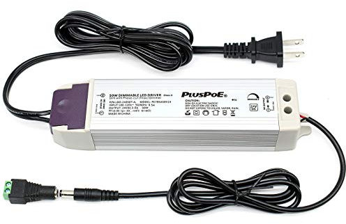 PLUSPOE LED Light Strip 50W Dimmable Driver(2A),Magnetic,110V AC to 24V DC Transformer,Low Voltage Power Supply,Compatible with Lutron and Leviton dimmer, for Kitchens, Cabinets, Bedrooms and More