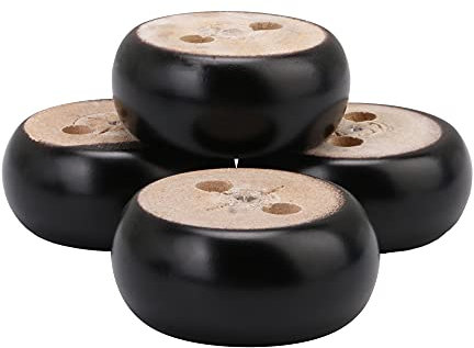 30mm Height Pack of 4 Black Eucalyptus Wood Round Bun Furniture Feet Sofa Cabinet Couch Legs