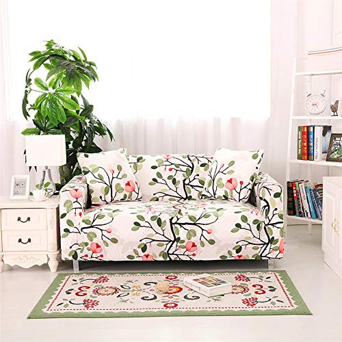 FANSU Elastischer Sofabezug, Sofaüberwurf Blumen-Muster Stretch Couchbezug Sesselbezug Antirutsch Stretchhusse Weich Wohnkultur für Ganze Saison (3 Sitzer 185-230cm,Baum)