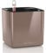 LECHUZA Cube Glossy 14 hochwertiger Pflanzwürfel mit Stick -Bewässerungssystem, Smoky Diamond highgloss
