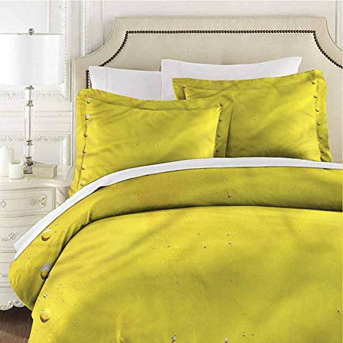 Mannwarehouse Gelber Bettbezug Industrie-Teller Foto 3-teiliges Bettwäsche-Set mit Kissenbezügen, knitterfrei, lichtbeständig, schmutzabweisend – King-Size-Bett: 264,2 x 228,6 cm