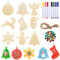 LIHAO 62 TLG Holzanhänger Weihnachten Deko DIY Basteln zum Bemalen Holz Anhänger Tannenschmuck mit Buntem Glöckchen Schneeflocke Schneemann Elk Weihnachtsmann Engel für Weihnachtsbaum Schmuck
