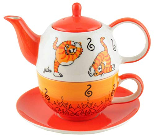 Mila Keramik Tee-Set- for-One Oommh Yoga Katze | MI-99212 | 4045303992122