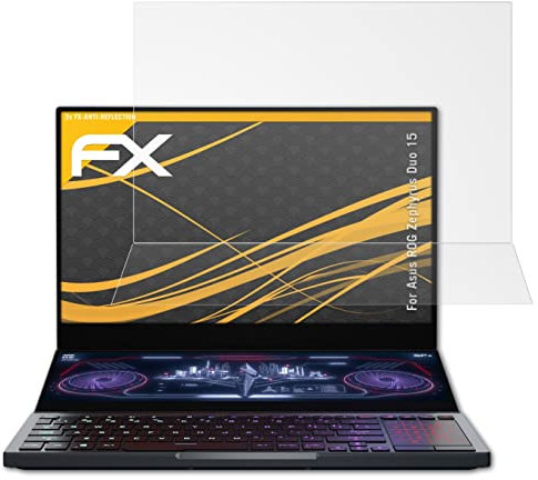 atFoliX Panzerfolie kompatibel mit Asus ROG Zephyrus Duo 15 Schutzfolie, entspiegelnde und stoßdämpfende FX Folie (2er Set)