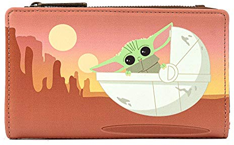 Loungefly Star Wars The Mandalorian Baby Yoda Wait for Me Geldbörse aus Kunstleder