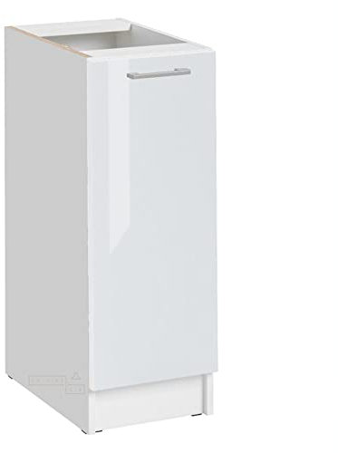 Cuisineandcie - MUEBLE BASE DE COCINA ECO Blanco Brillo 1 Puerta L 30 cm + 1 Estante - Mueble bajo de cocina, Mueble de cocina, Armario bajo de cocina