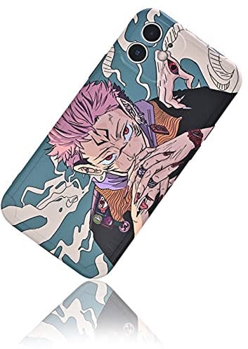 Roffatide Anime Jujutsu Kaisen Case Compatible with iPhone 11 with Itadori Yuji Sukuna Print Full Body Protective Case Shockproof Anti-Drop Rubber Phone Case Cover