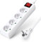 Aigostar Multiprises 4 Prises avec Interrupteur, 2P+T, Extension D'alimentation de 3 Mètre, Sécurité Enfant, Française, Blanc, 16A 250V