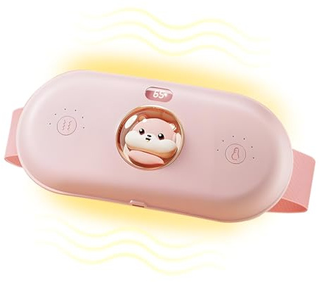 TNR Heating Pad For Period Cramps, Portable Cordless Electric Belt Pain Relief Device, With 4 Heat Levels And 5 Massage Modes, Menstrual Cramp Or Women Girl(Pink)