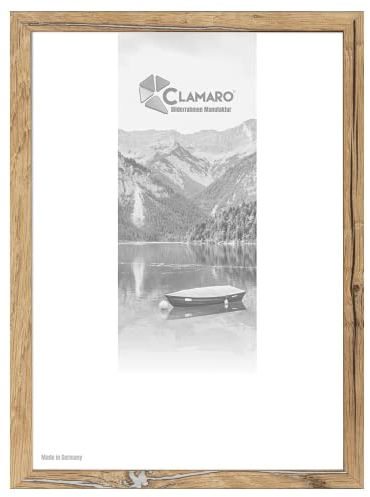 CLAMARO 'COLLAGE' Bilderrahmen DIN A0 (84,1x118,9) handgefertigt nach Maß | Eiche Altholz | Moderner eckiger MDF Holzbilderrahmen inkl. Acrylglas, Rückwand und Aufhänger (querformat & hochformat)
