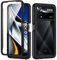 seacosmo für Xiaomi Poco X4 Pro 5G Hülle, 360 Grad Rundumschutz Case Poco X4 Pro 5G Stoßfest Handyhülle Rugged Schutzhülle mit eingebautem Displayschutz, Schwarz