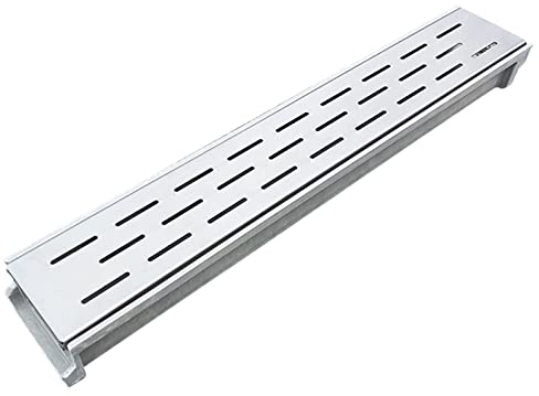 LSMKKA Entwässerungsrinne 60cm Rinnenablauf, Entwässerungsgitter Aus Metall Für Den Außenbereich Für Yard Driveway Gehweg Boden, U-förmiger Trog-Abdeckplatten-Graben Niedriges Profil Langlebig