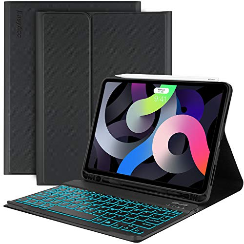 EasyAcc Tastatur Hülle für iPad Air 7 Generation 2025 M3 11 Zoll/Air 6/5/4 Generation 2024/2022 / 2020 (10.9 Zoll) / iPad Pro 11, Magnetisch Abnehmbarer mit Stifthalter, Schwarz