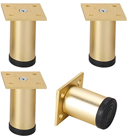 LOVEM Schrankfüße Höhenverstellbar, Möbelfüße Gold Möbelfüsse Höhe:6-40 cm Stützbeinen Sideboard/Nachtschrank Füße Rund Möbelbeine Aluminium | Eloxierte Oberfläche,4× Schrankfüsse (30cm,Gold)