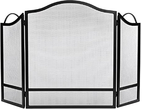 Parascintille Semplice Parafiamma A Scintilla con Doppie Maniglie, Schermo per Caminetto A 3 Pannelli per Forno A Legna, Rete in Ferro Battuto