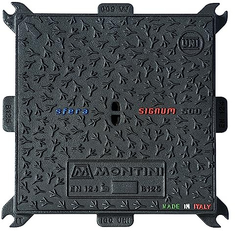 1PEZZO CHIUSINO IN GHISA B125 SIGNUM - 30 x 30 - Kg 7