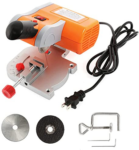 Mini Miter Cut-off Chop Saw 90W Benchtop Miter Saw 0-45° Adjustable, 50mm/16 Blades of Steel and Resin with 1/2inch Cutting Depth,7800rpm Electric Table Saw for Metal Wood Plastic in Hobby Craft