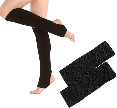 Tanzen Stulpen,Ballettstulpen,Knöchelwärmer,Damen Lange Beinwärmer,Mädchen Stulpen,Damen Mädchen Ballettstulpen,Winter Stricken Beinstulpen Leg,Winterwärmer Strumpf für Ballett Fitness Yoga(schwarz)