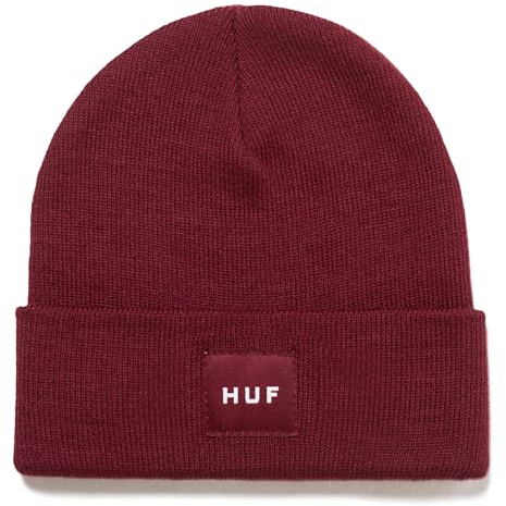 HUF Set Herren Box Logo Beanie - Classic Fold Beanie - 100% Acryl, Beere, Einheitsgröße