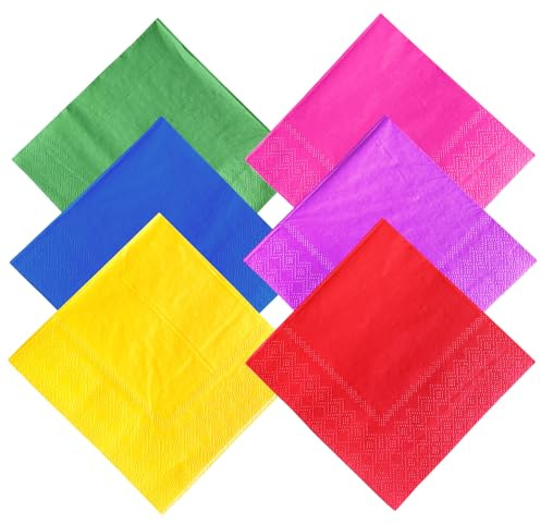 Lot de 60 serviettes en papier carrées multicolores 2 plis pour décoration de fête, mariage, anniversaire - 25 x 25 cm