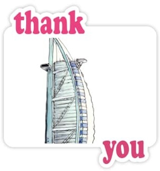 Burj al-Arab Luxus-Hotel Dubai Dankeschön-Aufkleber Zitat Grateful