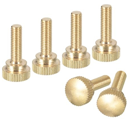 QUARKZMAN M5x16mm gerändelte Daumenschrauben, 6 Stück Messing gerändelte Daumenschrauben Bolzen mit Schultergriffknöpfen Befestigungselemente, Messingfarbe