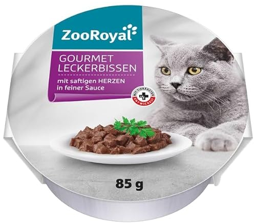 ZooRoyal Katzen Gourmet Leckerbissen Herzen in Sauce 12x85g Katzen Nassfutter Tiernahrung Doppelpack
