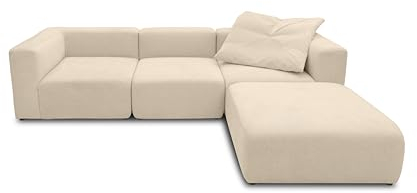 DOMO. collection Ecksofa Adrian, Modul-Sofa, L-Form aus 2 x Ecksessel, 1 x Sessel und 1 x Hocker, Modul-Couch, 4 Polster-Elemente, Eckcouch 301 x 193 x 69 cm (BxTxH), beige