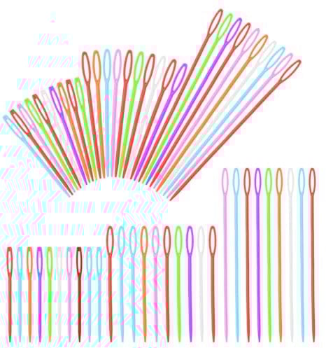 Paquete de 60 agujas de coser de plástico para niños, agujas de coser de ojos grandes, agujas de hilo, agujas de aprendizaje para manualidades, manualidades, 2.7/3.5/5.9 pulgadas