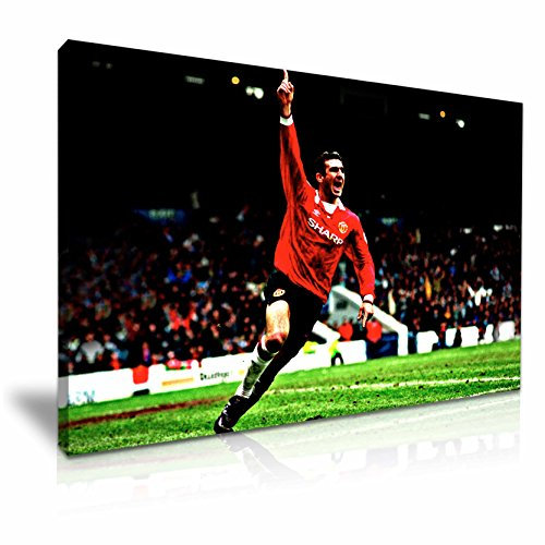 Eric Cantona Football Icon Canvas Wall Art Picture Print - Gift For Man U Fans Modern Family Home Office Hotel Pub Decoration (XL: 91cm X 61cm)