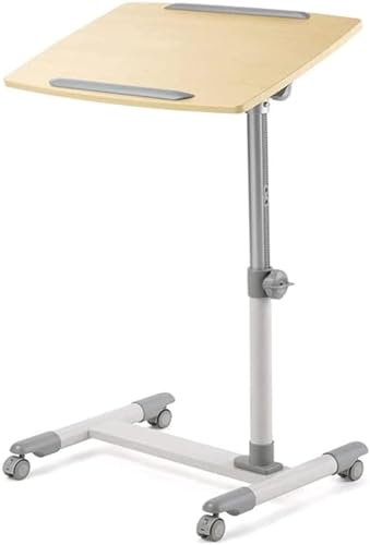 GLETSF Höhenverstellbarer tragbarer Nachttisch, rollender Laptop-Schreibtischwagen für das Home-Office, tragbar – pneumatischer Überbetttisch mit feststellbaren Rädern