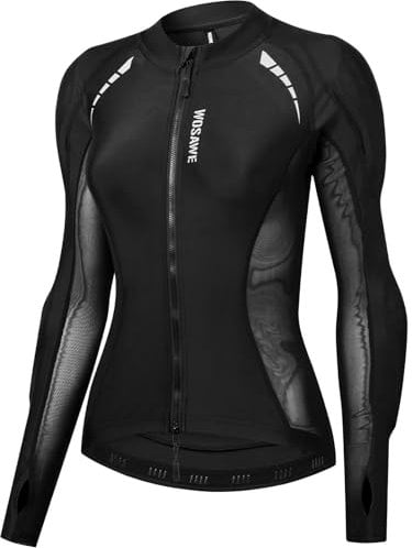 WOSAWE Maglia Giacca Moto Donna Imbottita Maglia Moto Armatura Estate Sport Bike Abbigliamento Protettivo, Nero, M
