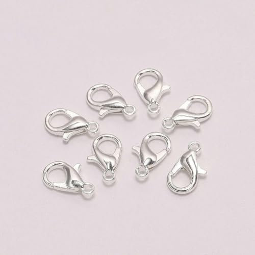 50 pezzi grande moschettone perline accessori collana braccialetto fibbia testa fai da te gioielli accessori portachiavi-argento-16 * 9mm