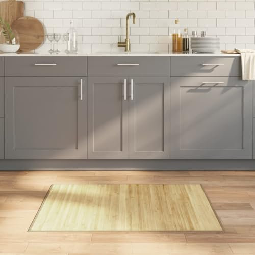 ILLUCIONE Teppich aus natürlichem Bambus, Teppich Rechteckig Hell Natur 70x100 cm Bambus Teppich rutschfest Bambus-Boden-Teppich Strapazierfähig und langlebig für Bad Küche Wohnzimmer Flur