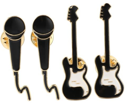 WRITWAA Broche De Guitare En Alliage À La Mode Avec Microphone Pour Décoration De Tenues Et Dévénements