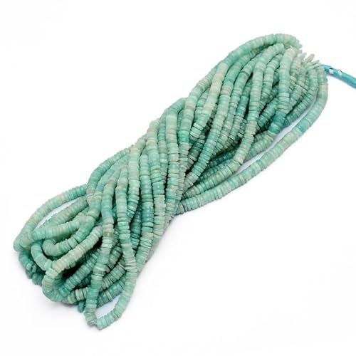 Perles Heishi lisses multi-amazonites de 4 à 5 mm | Fil de 16 pouces | Perles en vrac en forme de pneu/rondelle semi-précieuses en amazonite naturelle