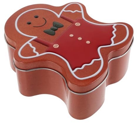 ifundom Christmas Gingerbread Man Tin Candy Container Capacity Food Storage Box for Cookies Versatile Holiday Baking Storage Case for Party Favors Xmas Treats and