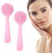 WeddHuis 2 Pezzi Spazzola Viso Manuale in Silicone Morbido Spazzola Pulizia Viso Esfoliante Pads Profondi per Rimuovere Resti di Trucco (Rosa)