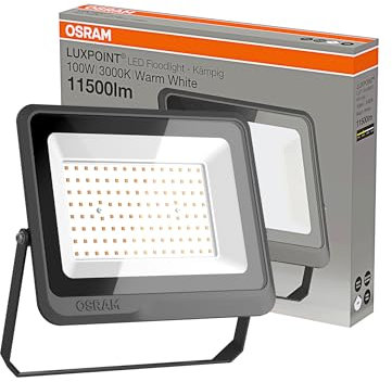OSRAM LUXPOINT® Floodlight LED - Kämpig Foco Proyector Negro exterior 100W Luz neutra 4000K 110Lm/W, Aluminio Protección Sobrevoltajes IK08 Resistente Agua IP65 (Luz neutra 4000K, 100W | Negro)