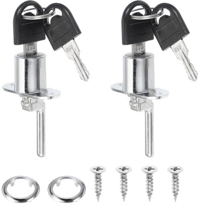 PATIKIL 2Pcs Drawer Lock with Keys, 19mm(3/4) File Cabinet Lock Keyed Different Alloy Lock Cylinder Desk Locks for Office Wardrobe Locker Showcase, Silver