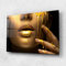 ARTHUB® Glasbild 80x120 cm, 5mm ESG | Moderne Wandbilder aus Glas für Wohnzimmer & Schlafzimmer, Wanddekoration, Wohnkultur, Frauen, Golden Lips