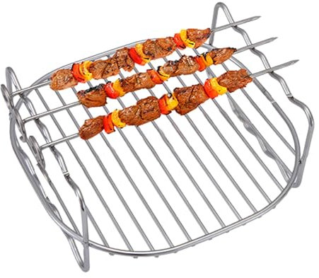 Air Fryer Accesorios con brochetas - Pinchos de acero inoxidable, kit de brochetas Air Fryer para cocinar, y | Pinchos reutilizables con asas de silicona, freidoras de aire – Asador